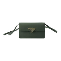 PRADA Saffiano Calfskin Shoulder Bag Mini Women's Sage Green