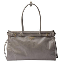 PRADA Cow Leather Shoulder Bag Large Size Women's Air Force Blue Color