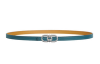 HERMES Signature Plaisance Double-Sided Smooth Buckle Leather Belts Women's Blue Width: 1.3cm