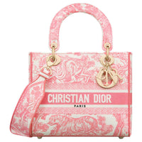 DIOR Embroidery Shoulder Bag, Crossbody Bag, Handbag Medium Size Women's Candy Pink