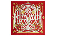 HERMES Knit Scarves Women's Red/White