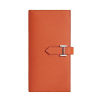 HERMES Bearn Epsom Leather Wallet Women's Clay And Orange