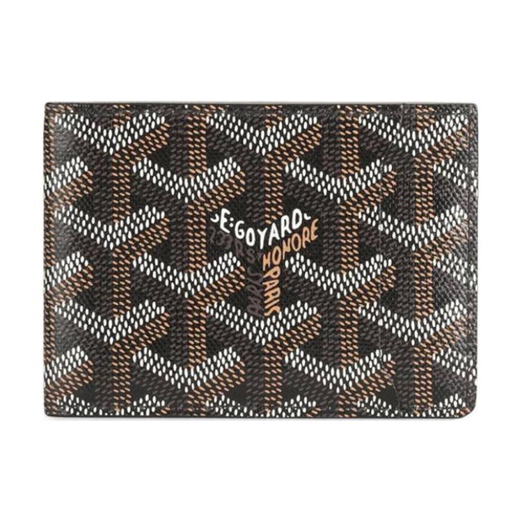 GOYARD Canvas With Calfskin Card Holder Wallet Unisex Black