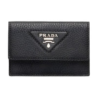 PRADA Leather Card Holder Men's Black