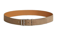 HERMES Solid Color Double Sided Design Leather Belts Men's Brown Width 3.5CM