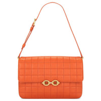 SAINT LAURENT LE MAILLON Stitched Leather Handbag Shoulder Bag Women's Orange