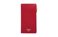 PRADA Saffiano Leather Wallet Women's Red