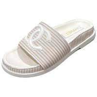 CHANEL Slip-Resistant Slide Slippers Women's Ecru