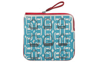 HERMES Carre Pocket Swift Calfskin Clutch Women's Arctic Blue/Rose