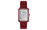 CHANEL BOY · FRIEND Wrist Watch Quartz Movement Crocodile Leather Strap Silver Dial Women's