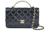 CHANEL Sheepskin Chain Bag Handbag Regular Women's Black