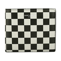 SAINT LAURENT Leather Wallet Men's Beige & Black