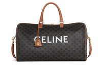 CELINE Triomphe Arc De Triomphe Canvas Travel Bag Large Size Unisex Tawny