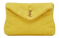 SAINT LAURENT Linen Blended With Cotton Clutch Women's Yellow