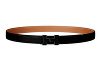HERMES Minimalist Style Smooth Black Buckle Epsom Calfskin Belt Women's Black Width: 2.4cm