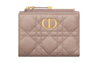 DIOR Caro Calfskin Wallet Women's Taupe