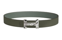 HERMES Leather Belts Men Gray Green/Green/Apricot Green