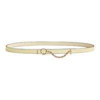 HERMES Calfskin Leather Belts Women's Beige Yellow Width 1.3CM