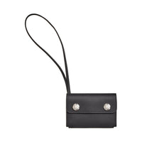 HERMES Swift Leather Card Holder Women's 3Y Caban Black Tweed & Navy Blue