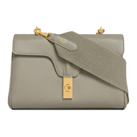 CELINE Cow Leather Shoulder Bag, Crossbody Bag Women's Gray Green