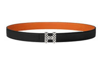 HERMES Leather Belts Women's Black/Orange