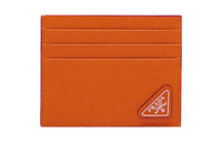PRADA Saffiano Leather Card Holder Men's Papaya Color