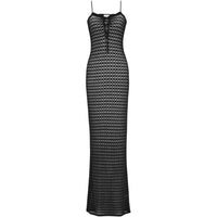 SAINT LAURENT Openwork Pointelle Knit Maxi Dress
