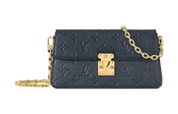 LOUIS VUITTON Grained Cow Leather Wallet Women's Marine Blue