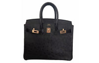 HERMES Birkin Ostrich Leather Birkin Bag Handbags Women's Noir Black