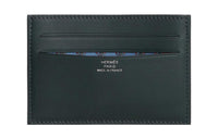 HERMES Citizen Twill Swift Calfskin Card Holder Regular Men's Green