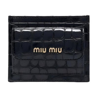 MIU MIU Crocodile Pattern Leather Wallet Women's Black