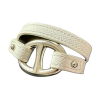 HERMES Leather Bracelets Unisex White