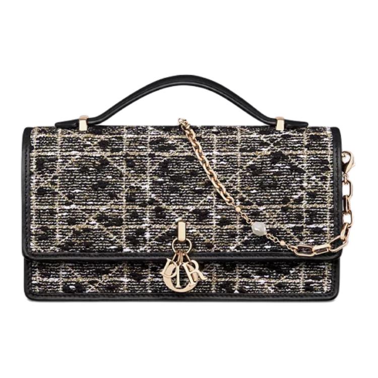 DIOR Cotton One Shoulder Handbag Mini Women's Black