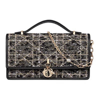 DIOR Cotton One Shoulder Handbag Mini Women's Black