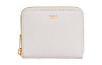 CELINE Grained Calfskin Wallet Small Size Women's White