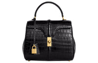 CELINE Crocodile Leather Shoulder Bag Crossbody Bag Handbag Small Size Women's Black