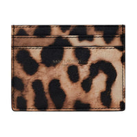 SAINT LAURENT PARIS Grained Calfskin Patchwork Leather Card Holder Men's Leopard