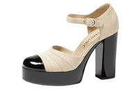 CHANEL Chunky Heel High Heels 11cm Women's White