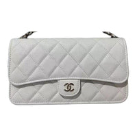 CHANEL Leather Handbag Shoulder Bag Women's White
