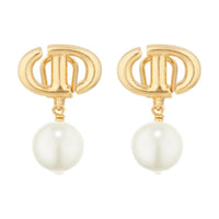 DIOR Resin Pearls Clip-On Earrings Women's Gold