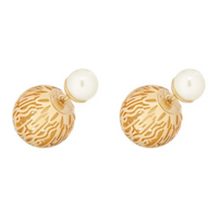 DIOR Metal Resin Stud Earrings Women's Gold