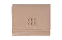 MIU MIU Leather Wallet Trumpets Women's Light Pink