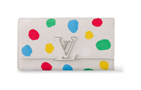 LOUIS VUITTON Yayoi Kusama Collaboration Capucines Cow Leather KapSin Wallet Women's Multicolor
