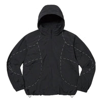 Supreme Logo Piping Hooded Track Jacket 'Black White' SUP-FW23-065
