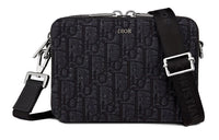 DIOR Jacquard Fabric Handheld Crossbody Bag Shoulder Bag Men's Black