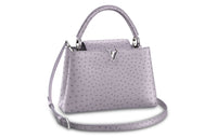 LOUIS VUITTON Capucines Ostrich Leather Capusin Shoulder Crossbody Handbag Medium Size Women's Gray