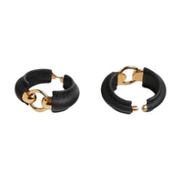 HERMES Calfskin Earrings Women's Black