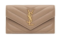 SAINT LAURENT CASSANDRE Lambskin Card Holder Women's Dusty Gray