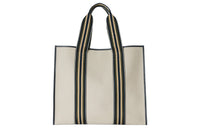 Loro Piana Cotton Patchwork Canvas Canvas Bag Tote Bag Shopping Bag Shoulder Bag Handbag Medium Size Women's Light Gray