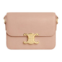 CELINE Lizard Skin Shoulder Bag Regular Women's Peach Pink